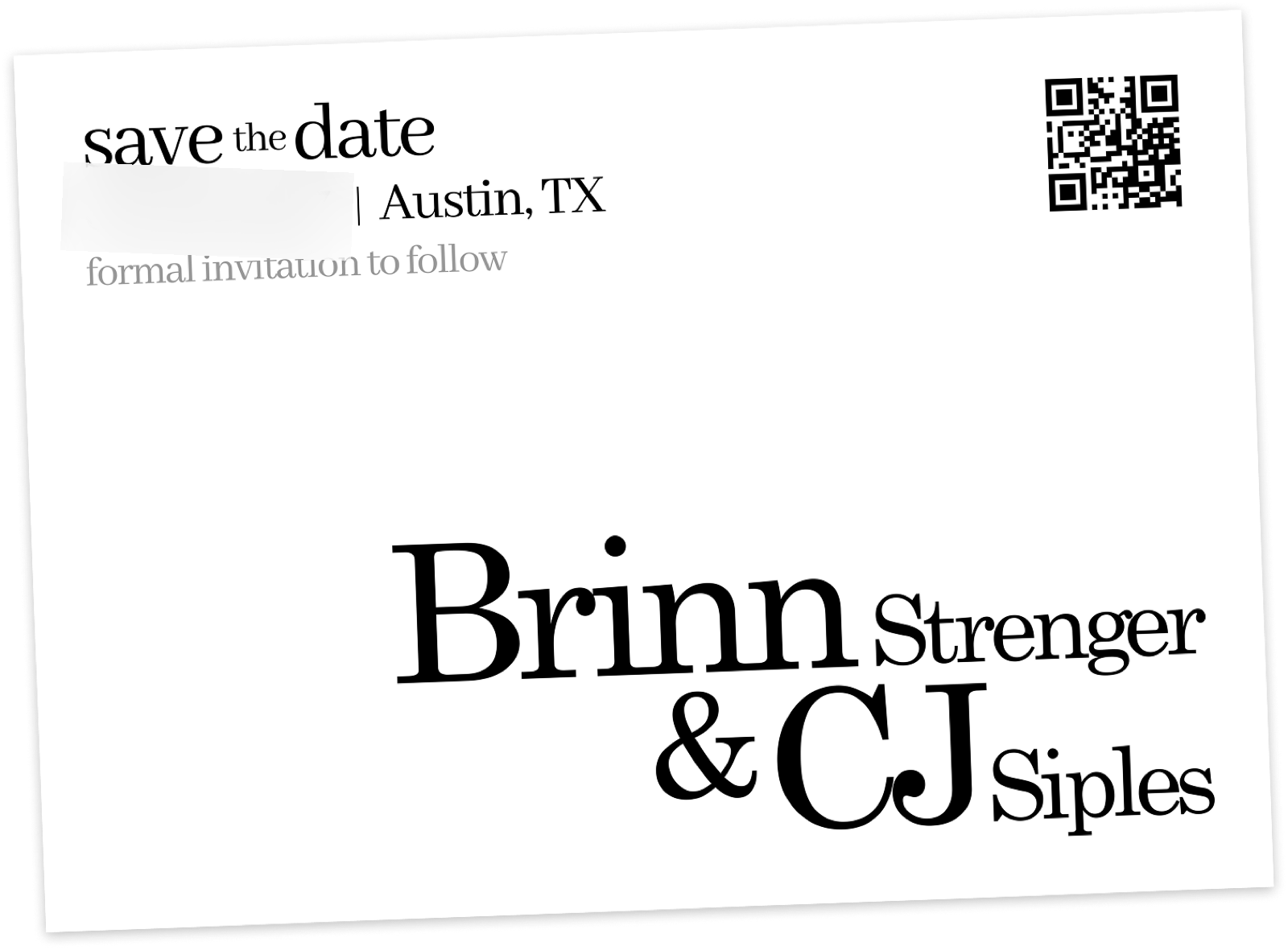 Save the date card, April 9th 2027, Austin Texas, formal invitation to follow