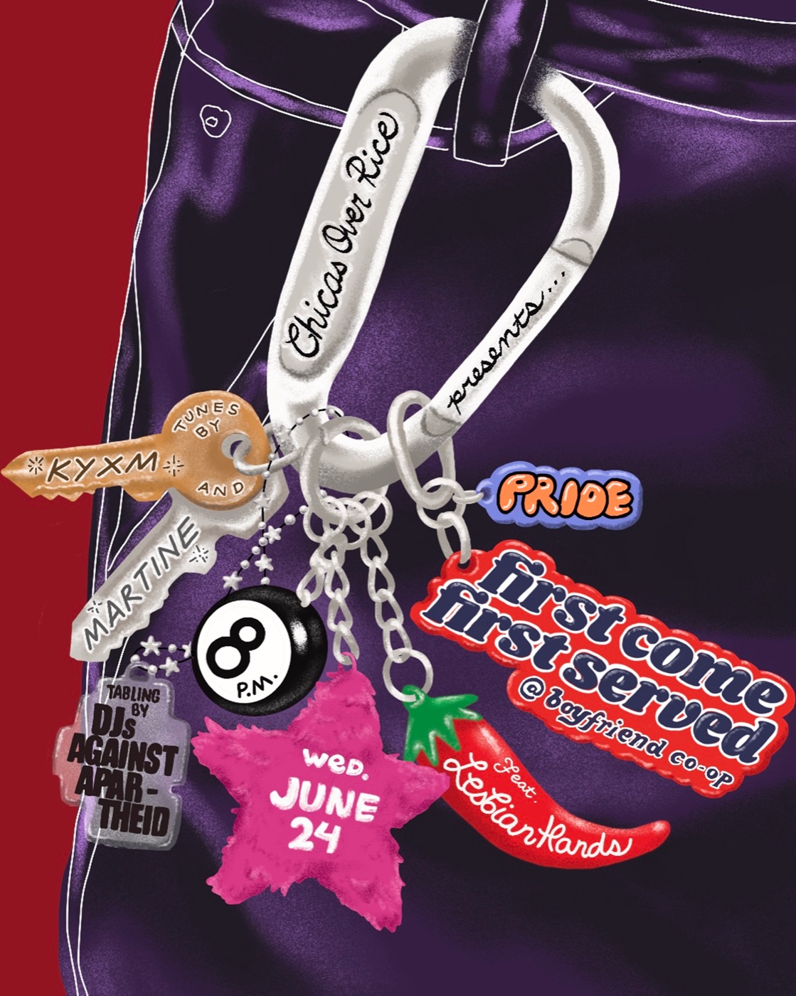 Chicas Over Rice presents Pride event flyer, Boyfriend Co-op, June 24
