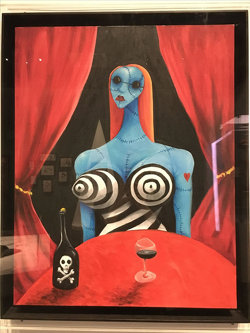 Blue burlesque figure painting